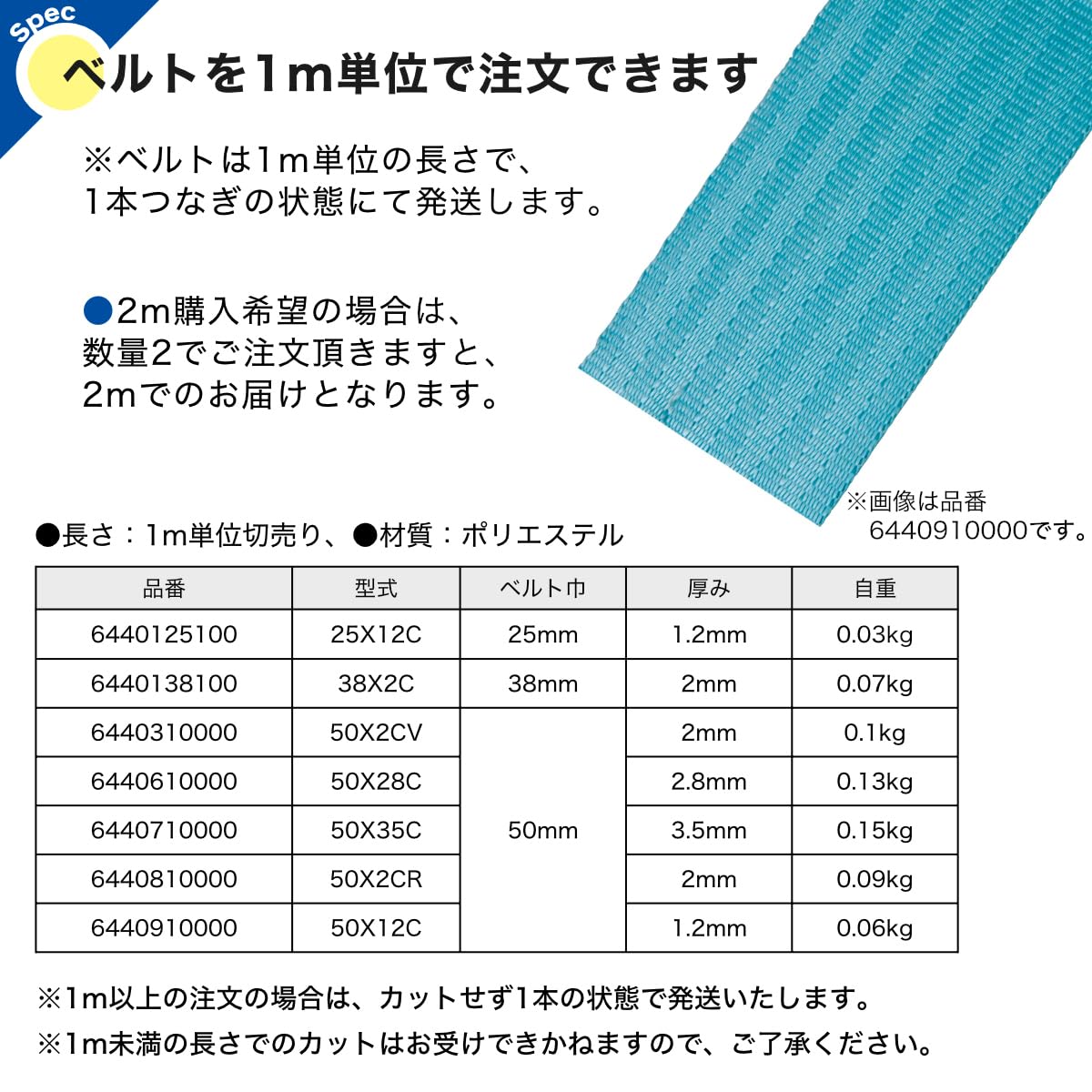 Amazon.co.jp: pa-man ラッシングベルト 交換用 [1m単位切売り] 幅50mm
